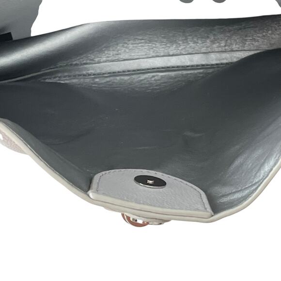 Rebecca Minkoff Megan Feed Bag Genuine Leather Shoulder Crossbody Gray - Picture 12 of 16